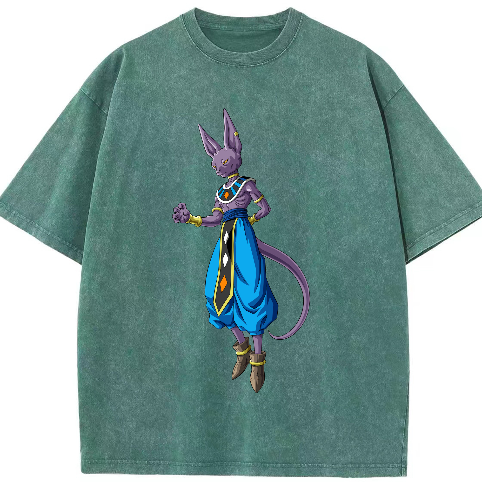 （画像用） ドラゴンボール ビルス 破壊神ビルス DRAGON BALL Beerus Birusu 綿100% ヴィンテージ風 半袖Tシャツ（フロントプリント）